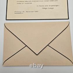 Original 1941 WW2 German Mourning Card & Envelope Assistenzarzt Dr. E. Lange