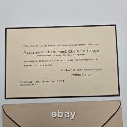 Original 1941 WW2 German Mourning Card & Envelope Assistenzarzt Dr. E. Lange