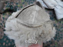 Original ELITE WW2 GERMAN KHARKOV WINTER FUR CAP HAT & MITTS EASTERN FRONT