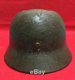 Original German Helmet M35 66 DD with Name Signature Combat damaged WW2