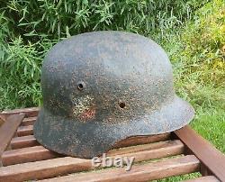Original German Helmet M40 Relic of Battlefield WW2 World War 2 Stamp Decal