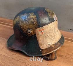 Original German M16 Steel Helmet Sz 62 Camo Paint