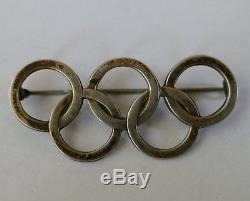Original German WW 2 Badge Olympia 1936 Berlin Olympic Rings 830 silver