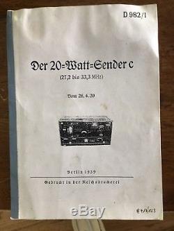Original German WW2 Radio transmitter 20WSb w History