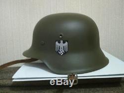 Original German WW2 Steel Helmet M42 Restored Leather Band $700