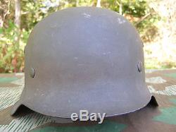 Original German WWII Heer/Waffen SS Late War M42 Helmet Size 62 Shell 54