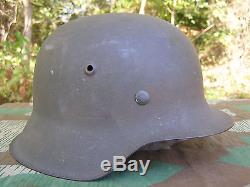 Original German WWII Heer/Waffen SS Late War M42 Helmet Size 62 Shell 54