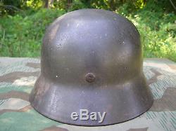 Original German WWII M40 Heer (Army) Helmet With Original Liner & Chinstrap EF62