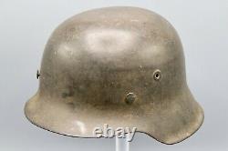 Original German WWII ND M42 Helmet with Leather Chinstrap