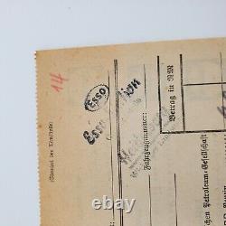 Original German WWII WW2 ESSO standard oil gas station receipt fuel 1930s petrol