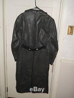 Original German WWII leather greatcoat, size 40