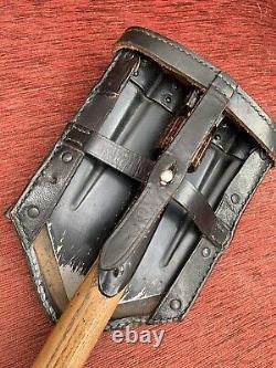 Original German World War II army Folding entrenching tool with holder