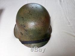 Original German Wwii M42 Single Decal Normandy Pattern Camouflage Helmet