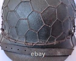 Original M42 German Helmet. Superb Restoration. Field Repaint With Chicken Wire