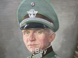 Original Oil Painting Menke German Nazi Major Police 1944 Wwii As Pictured &lb