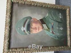 Original Oil Painting Menke German Nazi Major Police 1944 Wwii As Pictured &lb