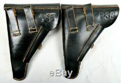 Original Unissued Wwii German Walther P38 Holsters Waffen Marked & Rb Numbered