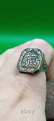 Original WW ll German Panzer Division silver ring