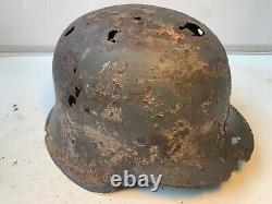 Original WW2 Eastern Front Relic German Army Wehrmacht Helmet White Wash #18