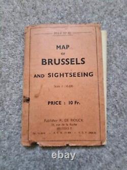 Original WW2 German Army M35 Black Leather Map Case & Maps Of Wales / Belgium