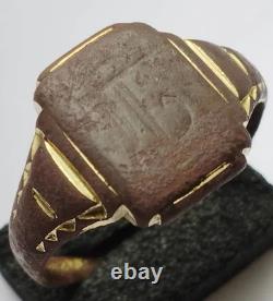 Original WW2 German Army Soldier's Signet Ring Engraved Monogram Charnier