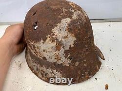 Original WW2 German Army Wehrmacht Helmet Relic White Wash Paintwork