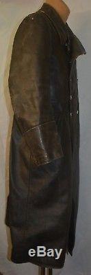 Original WW2 German Brown Leather Coat Officer Jacket Military Elite Overcoat