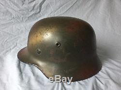 Original WW2 German Camo Helmet M40 ET66
