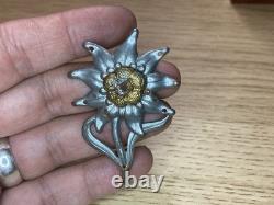 Original WW2 German Edelweiss Mountain Troop Cap Badge Gebirgsjäger WWII Medal