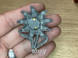 Original WW2 German Edelweiss Mountain Troop Cap Badge Gebirgsjäger WWII Medal