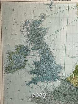 Original WW2 German Framed Map Britain, Occupied Europe, Maginot Line, Westwall