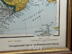 Original WW2 German Framed Map Britain, Occupied Europe, Maginot Line, Westwall