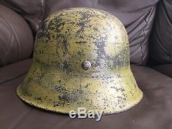 Original WW2 German Helmet Battle Damaged M42 SHELL Rest RESTORED To DAK IMO