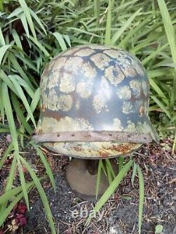 Original WW2 German Helmet M42 with Camo paint Chin strap, Liner Band