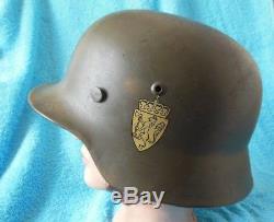 Original WW2 German Helmet Norwegian Army decals Post War Norway