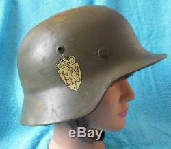 Original WW2 German Helmet Norwegian Army decals Post War Norway