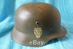 Original WW2 German Helmet Norwegian Army decals Post War Norway