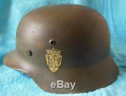 Original WW2 German Helmet Norwegian Army decals Post War Norway