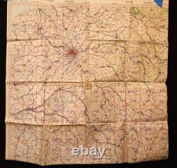 Original WW2 German Luftwaffe Pilots Waterproof Map of Paris / Reims LARGE