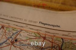 Original WW2 German Luftwaffe Pilots Waterproof Map of Paris / Reims LARGE