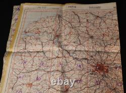 Original WW2 German Luftwaffe Pilots Waterproof Map of Paris / Reims LARGE