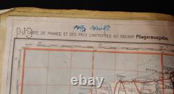 Original WW2 German Luftwaffe Pilots Waterproof Map of Paris / Reims LARGE