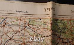 Original WW2 German Luftwaffe Pilots Waterproof Map of Paris / Reims LARGE