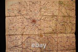 Original WW2 German Luftwaffe Pilots Waterproof Map of Paris / Reims LARGE