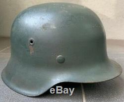 Original WW2 German M42 Helmet & Liner, Norwegian Re-issue