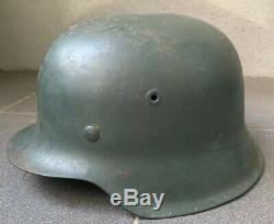 Original WW2 German M42 Helmet & Liner, Norwegian Re-issue