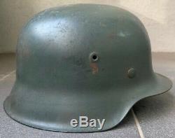 Original WW2 German M42 Helmet & Liner, Norwegian Re-issue