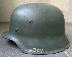 Original WW2 German M42 Helmet & Liner, Norwegian Re-issue