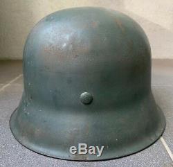 Original WW2 German M42 Helmet & Liner, Norwegian Re-issue