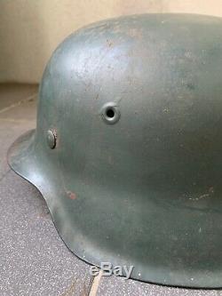 Original WW2 German M42 Helmet & Liner, Norwegian Re-issue